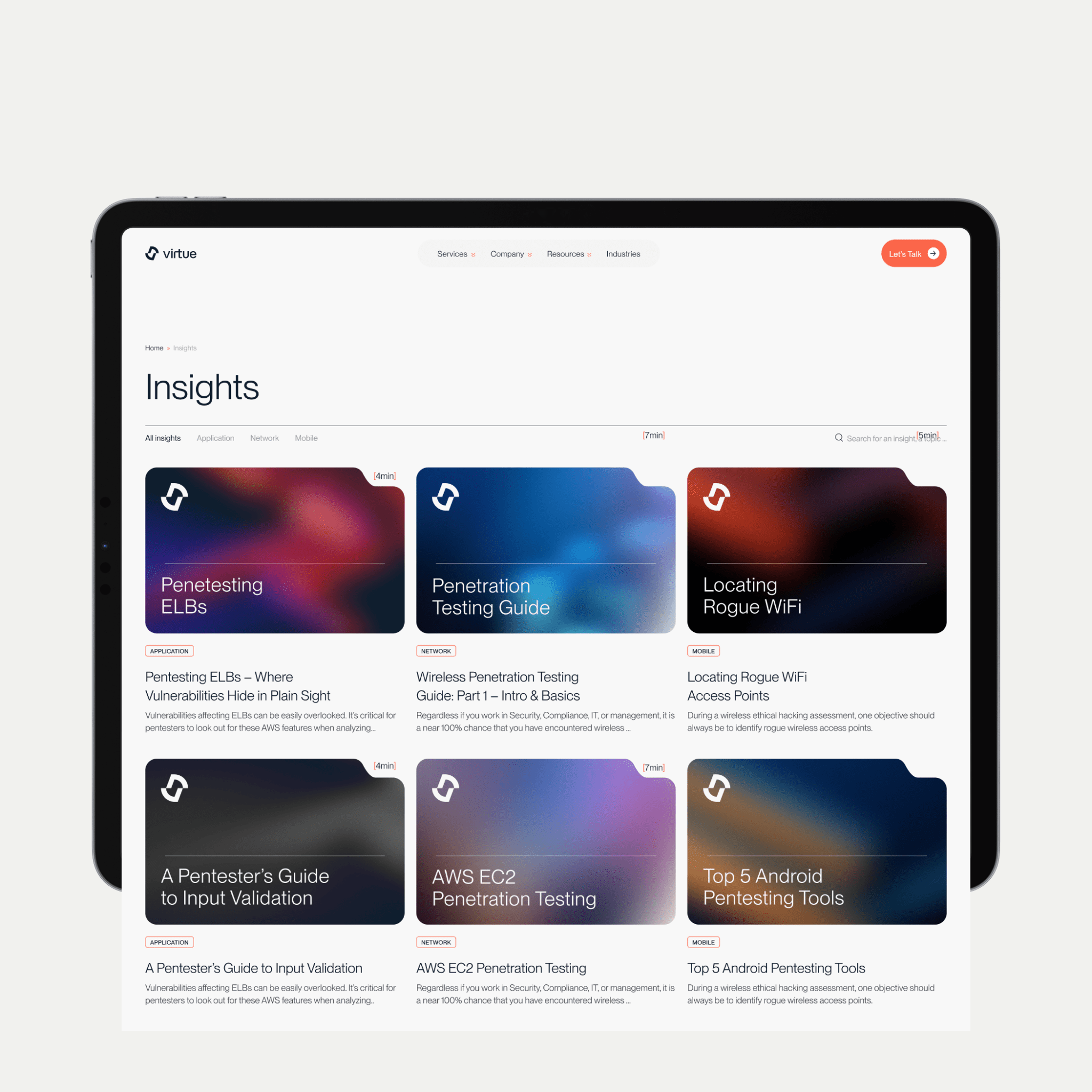 Insights section of Virtue website