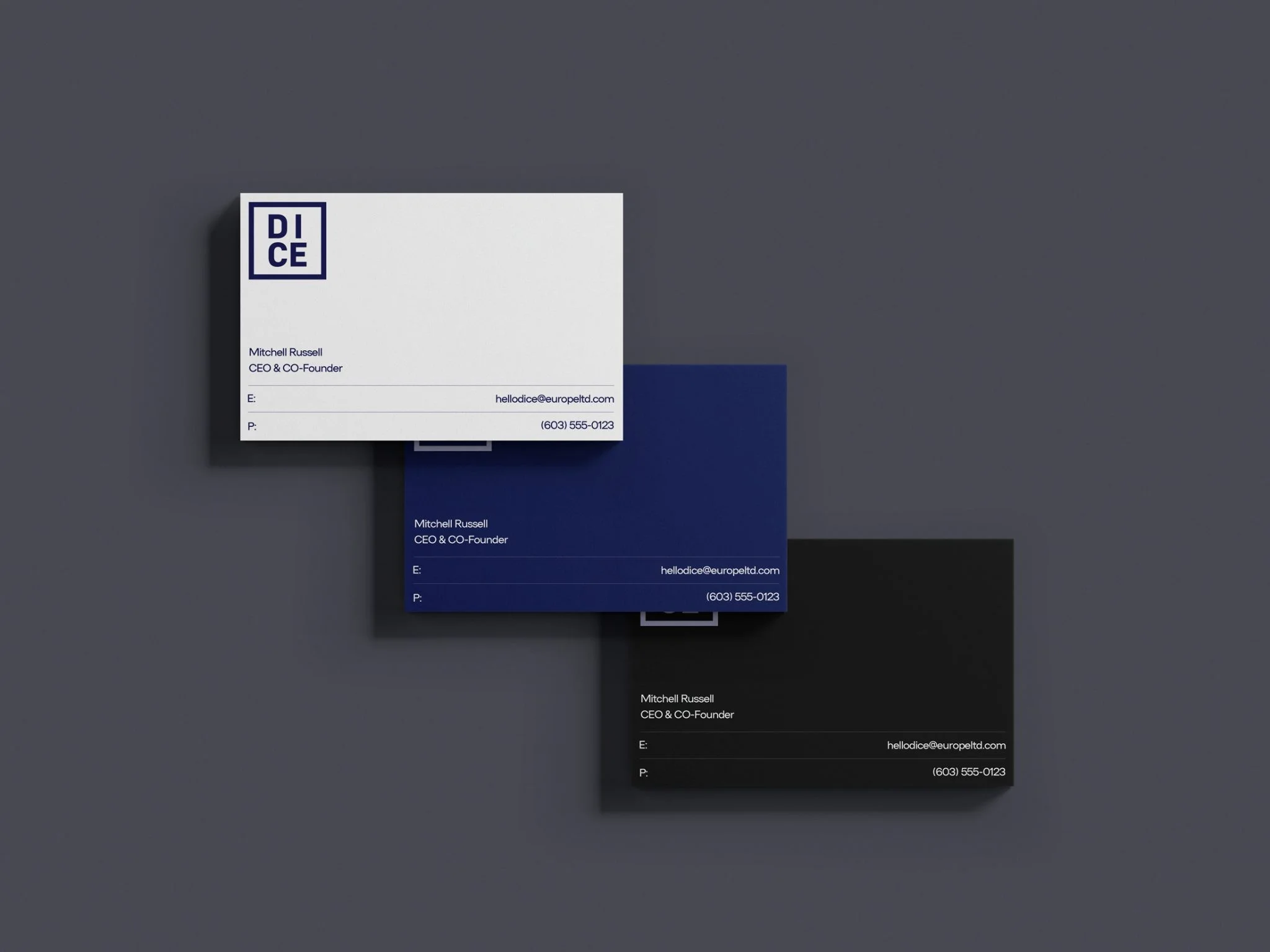 Business card design for DICE