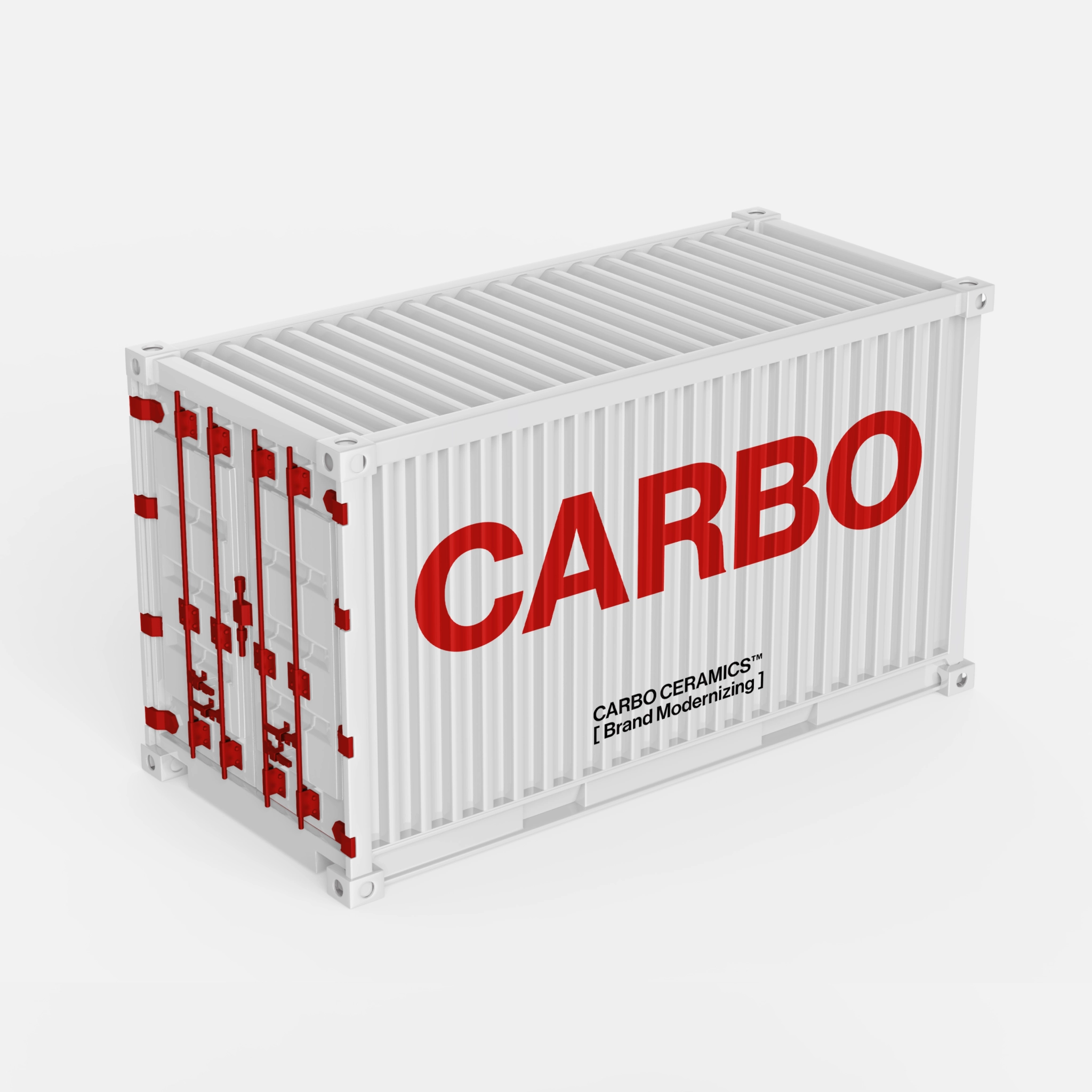 White shipping container with CARBO logo