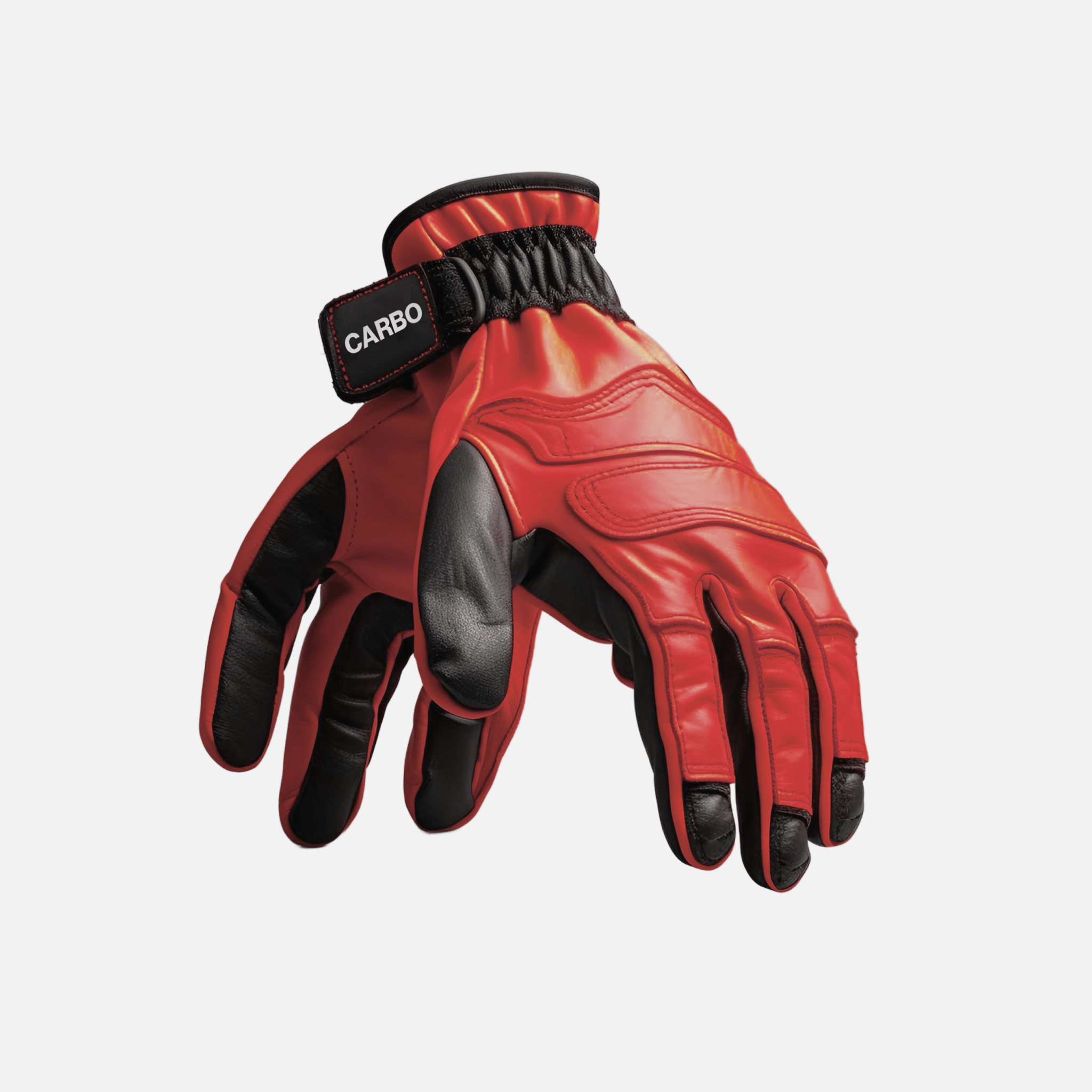 Red protective gloves with CARBO logo