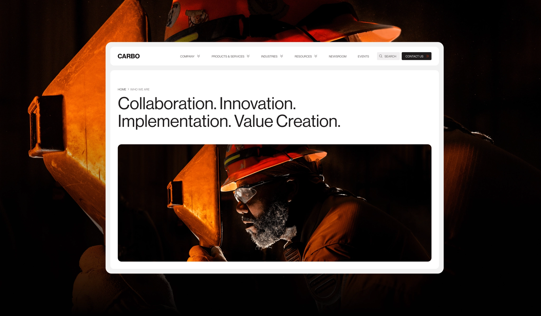 Worker with company values on screen.