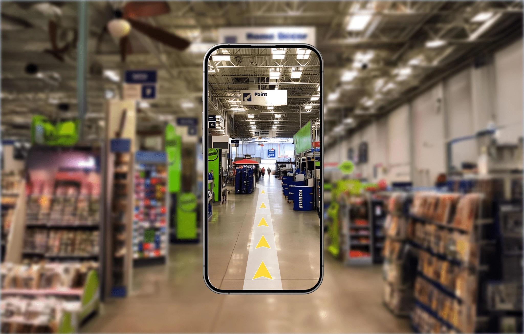 Smartphone guiding path with arrows