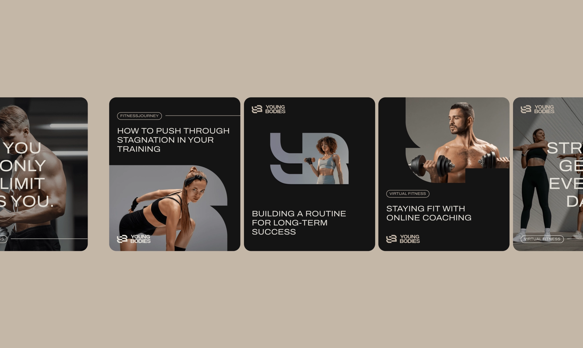 Young Bodies fitness social media designs