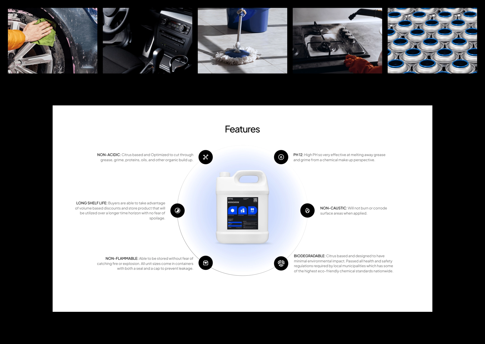 Cleaning product features