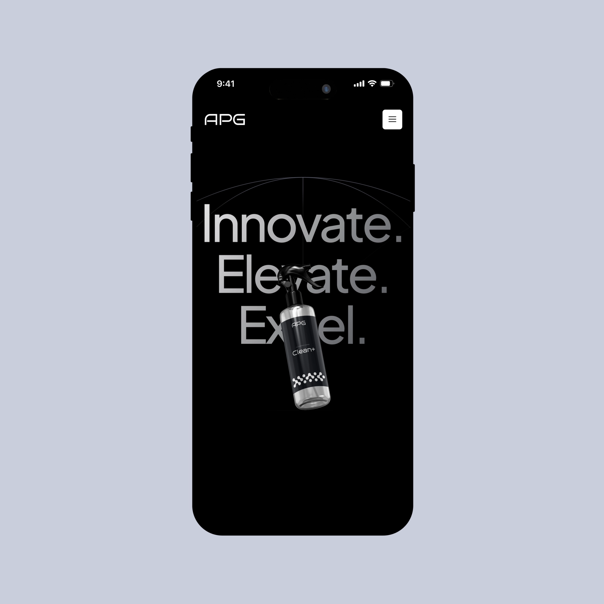 APG Clean+ mobile homepage