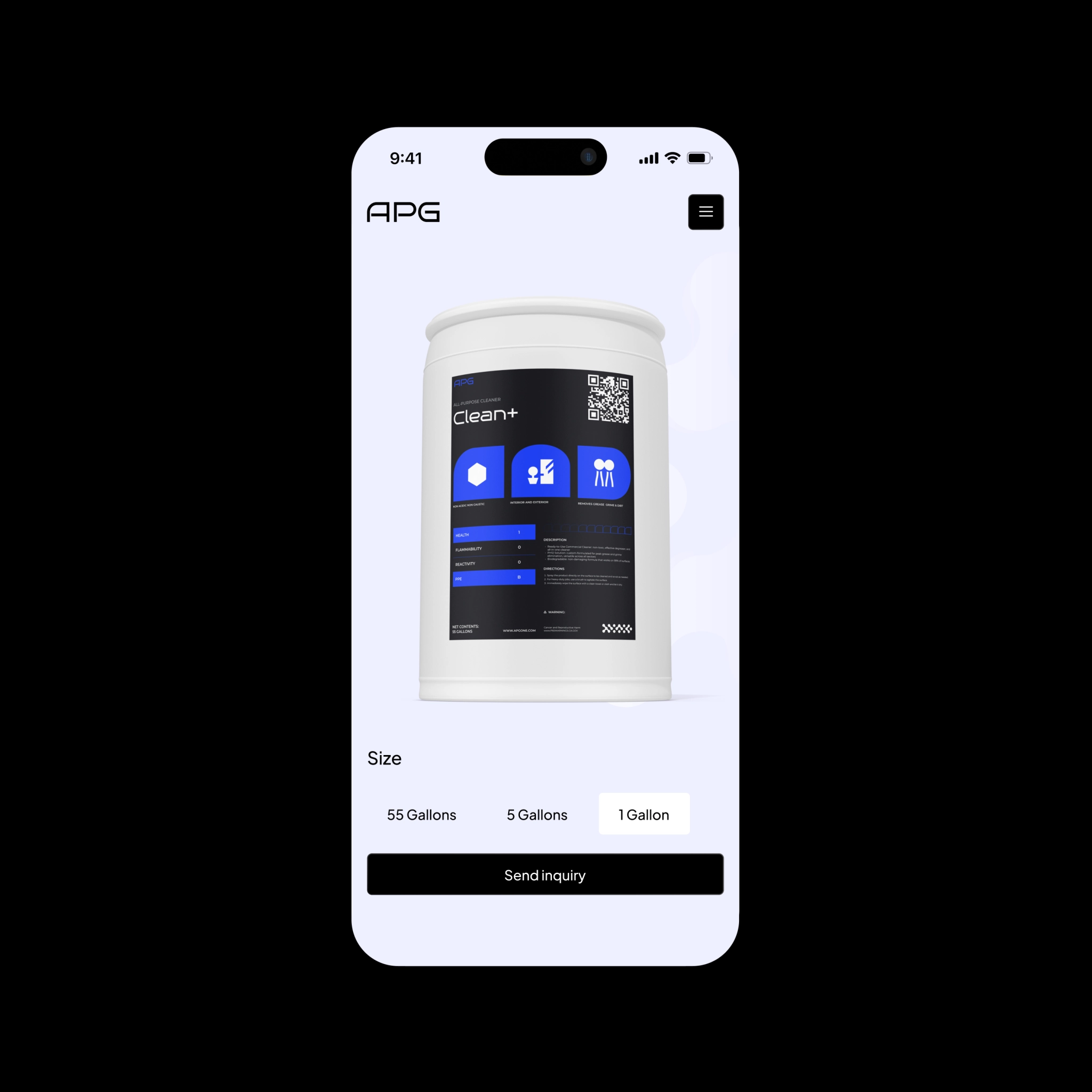 APG Clean+ Mobile Product Page