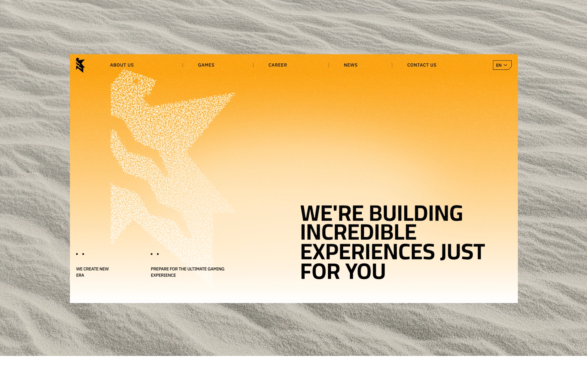 homepage with gaming slogan