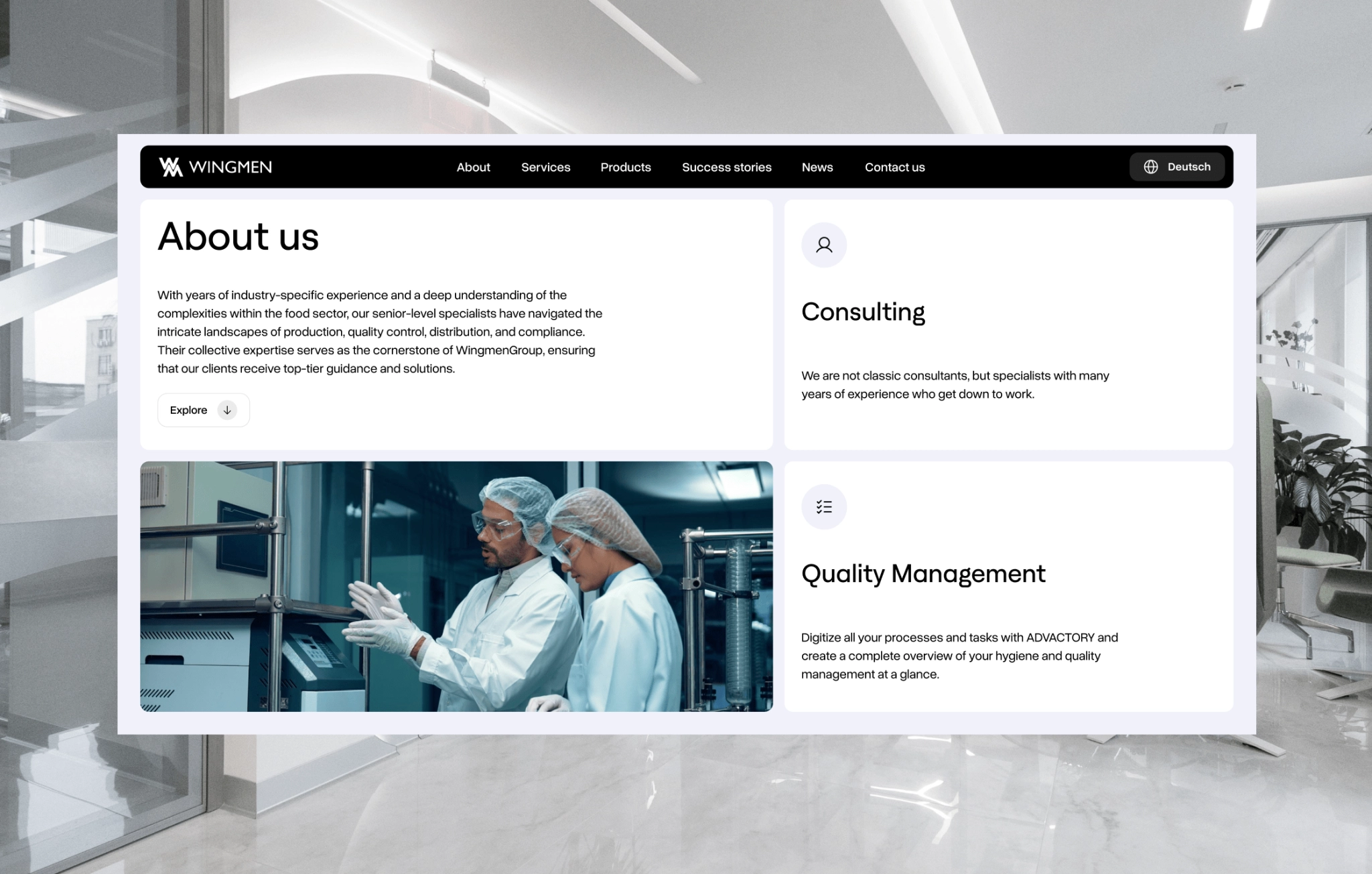 Minimalistic black-and-white corporate website