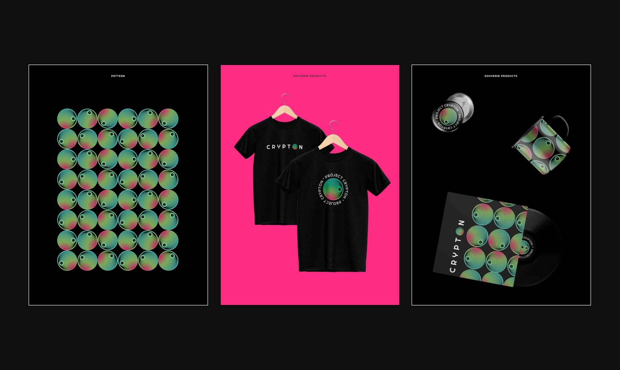 Crypton logo on t-shirts, vinyl, mug