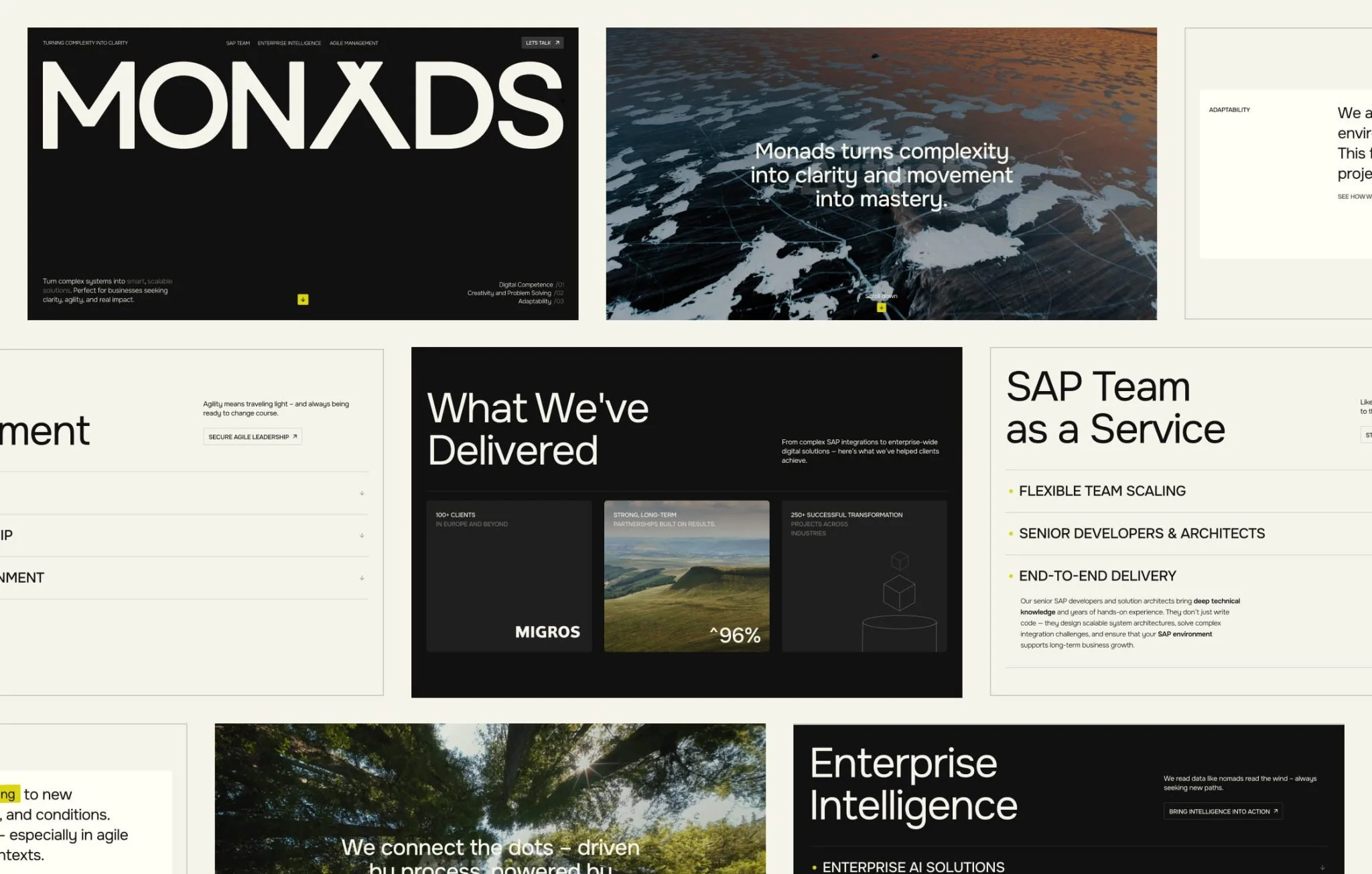 Monads website sections overview